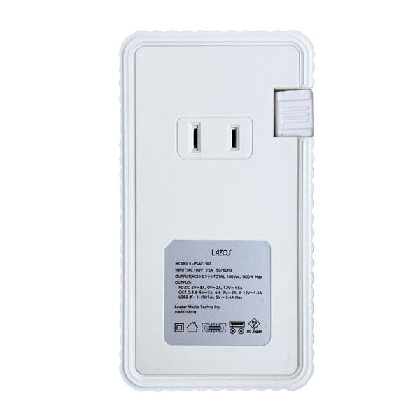 Lazos 急速充電 PD & QC3.0対応 マルチ電源タップ ホワイト [L-PSAC-W2] Sale