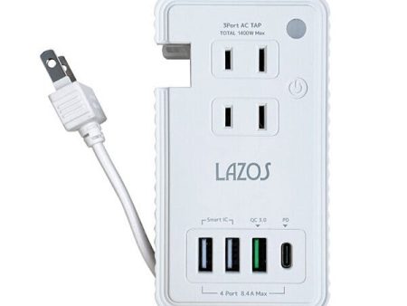 Lazos 急速充電 PD & QC3.0対応 マルチ電源タップ ホワイト [L-PSAC-W2] Sale