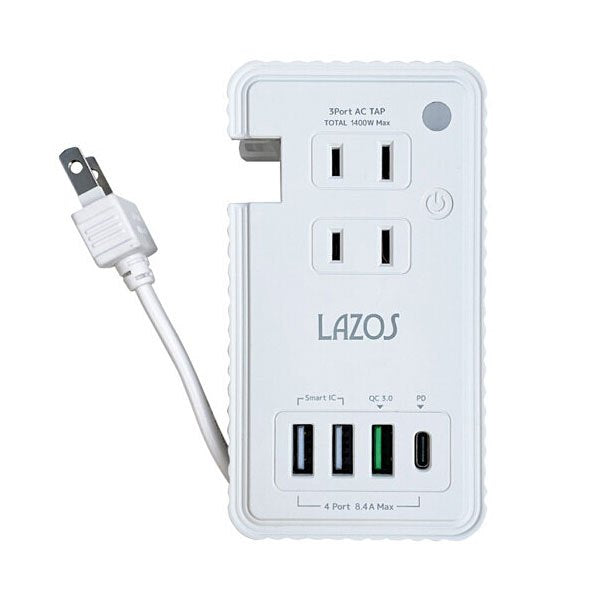 Lazos 急速充電 PD & QC3.0対応 マルチ電源タップ ホワイト [L-PSAC-W2] Sale