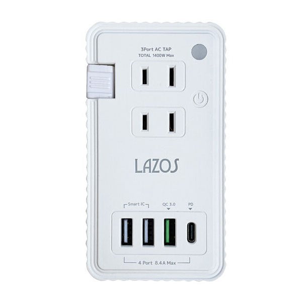 Lazos 急速充電 PD & QC3.0対応 マルチ電源タップ ホワイト [L-PSAC-W2] Sale