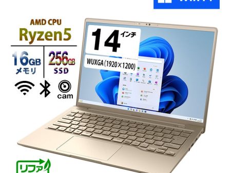 ノートパソコン 富士通 WUXGA 14型 LIFEBOOK MH55 J1 Ryzen5 7520U メモリ16GB SSD256GB 無線LAN カメラ Win11 リファビッシュ Office無し For Sale